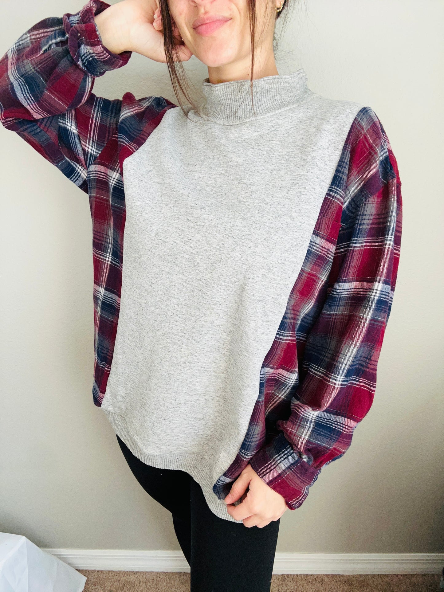 Flannel Mock Neck