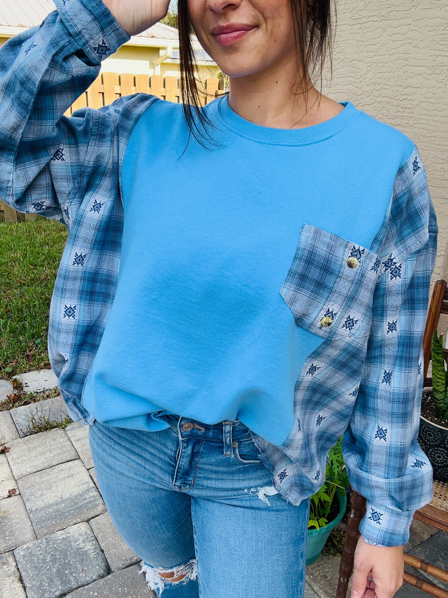 Blue Skies Fringe Crewneck