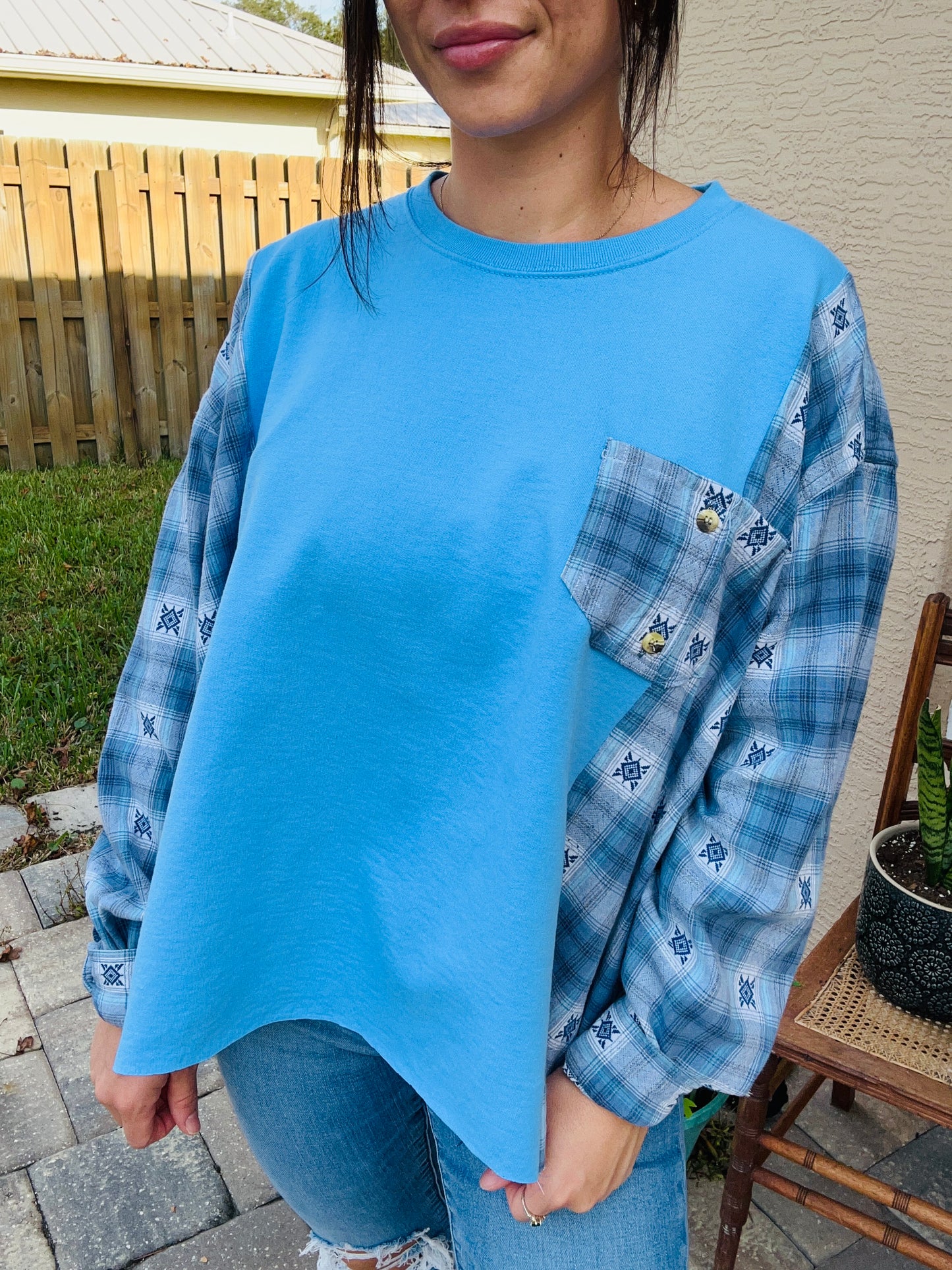 Blue Skies Fringe Crewneck