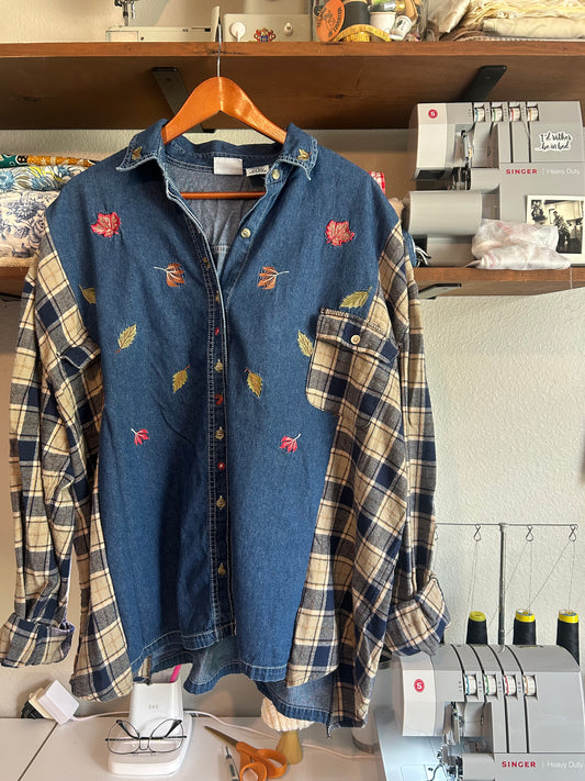 (Fall)ing Leaves Denim Flannel 🍂