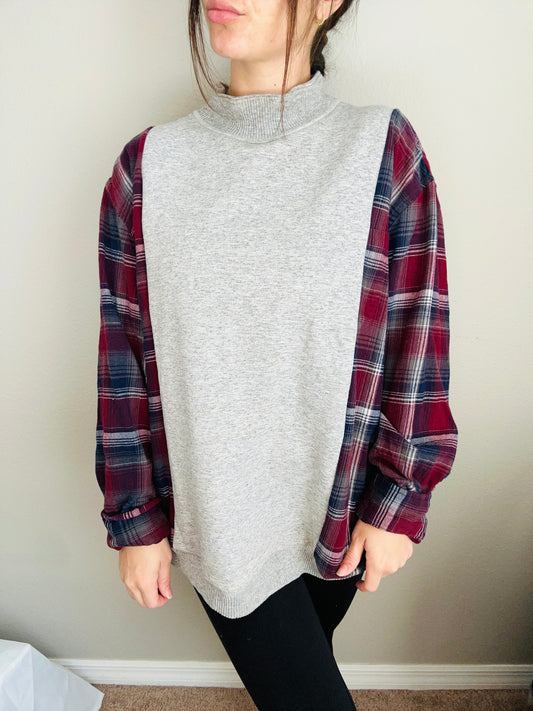 Flannel Mock Neck